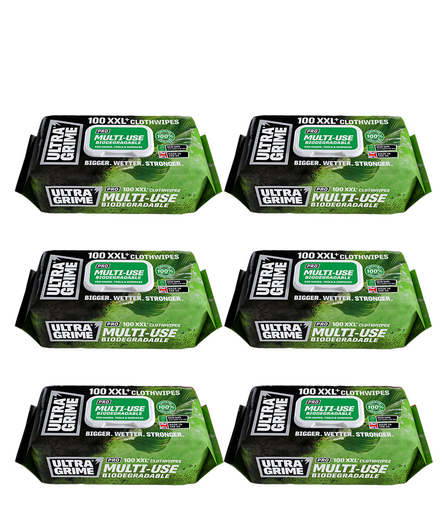 UltraGrime Bio Multi Use XXL Cloth Wipes 100 Pack - Box of 6