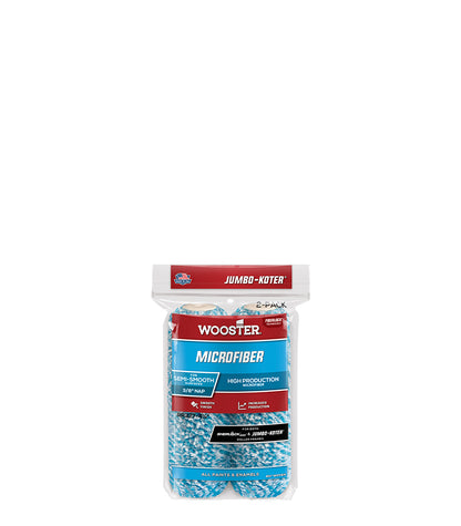 Wooster Jumbo Koter Microfiber 4.5" Mini Roller Sleeves 3/8" Nap Semi Smooth - Twin Pack