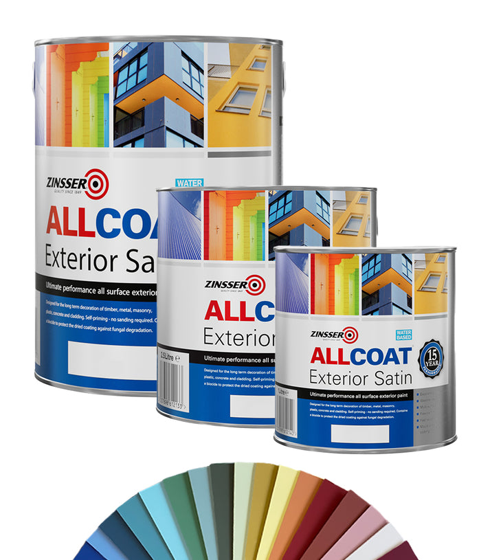 Zinsser AllCoat (Water Based) Exterior Satin Paint - Tinted Colour Mat ...