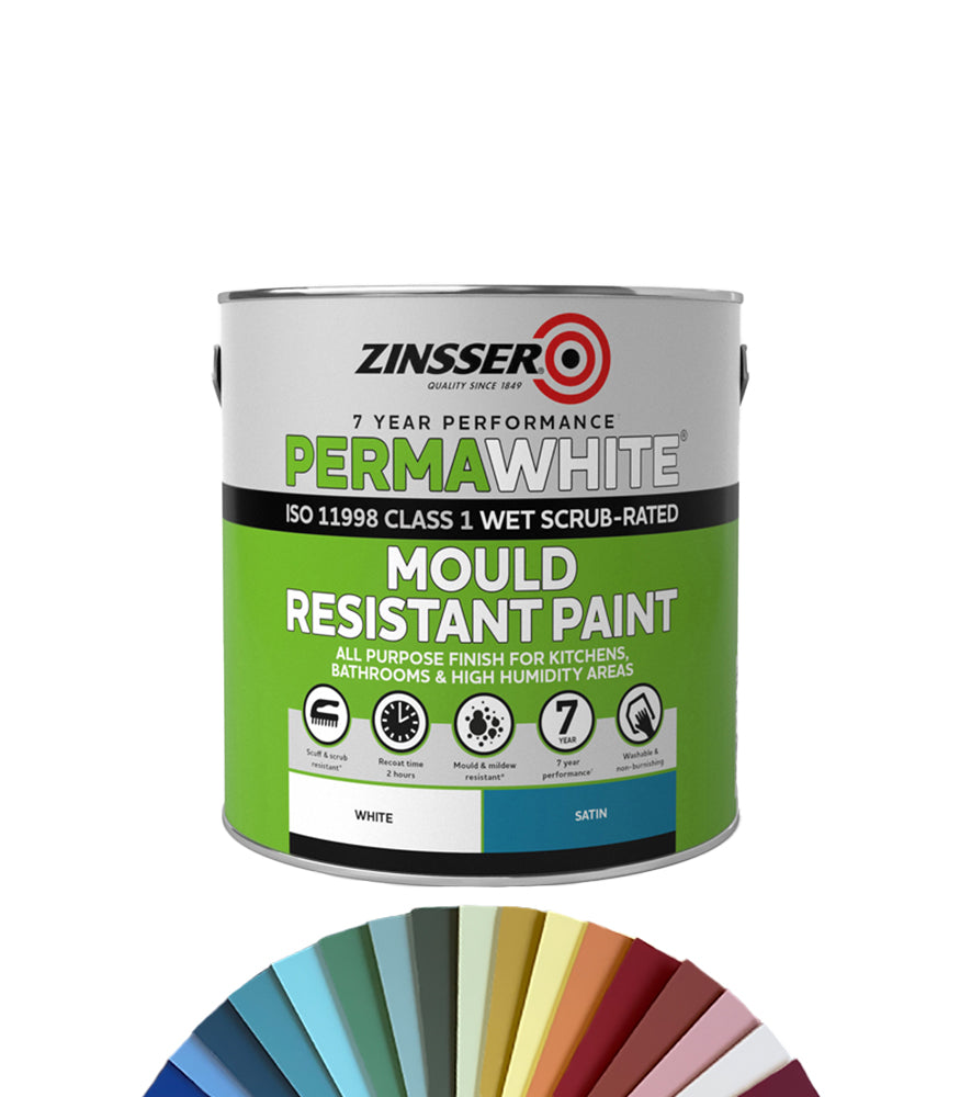 Zinsser Perma White Interior Paint - Satin - 2.5L - Tinted Mixed Colour