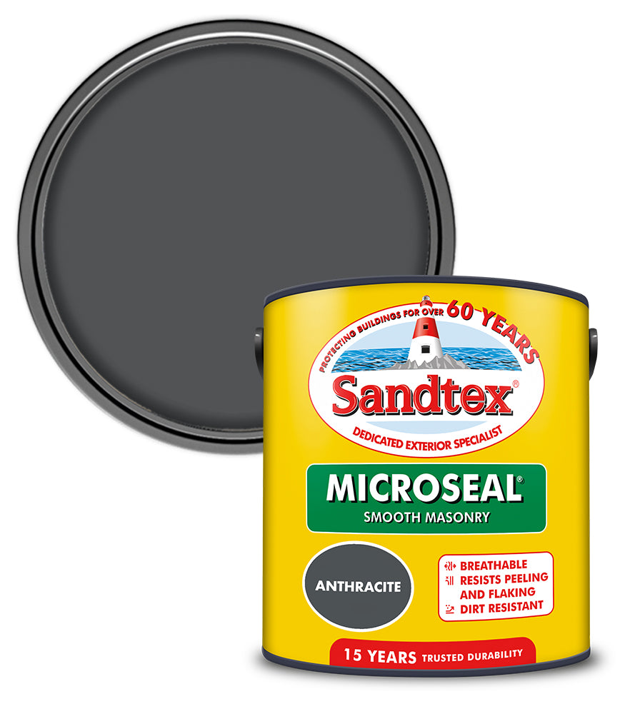 Sandtex 15 Year Microseal Smooth Masonry - Anthracite - 2.5L
