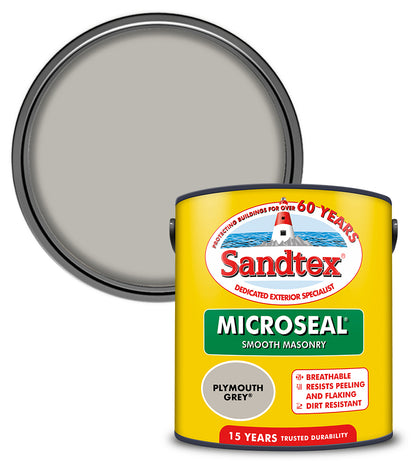 Sandtex 15 Year Microseal Smooth Masonry - Plymouth Grey - 2.5L
