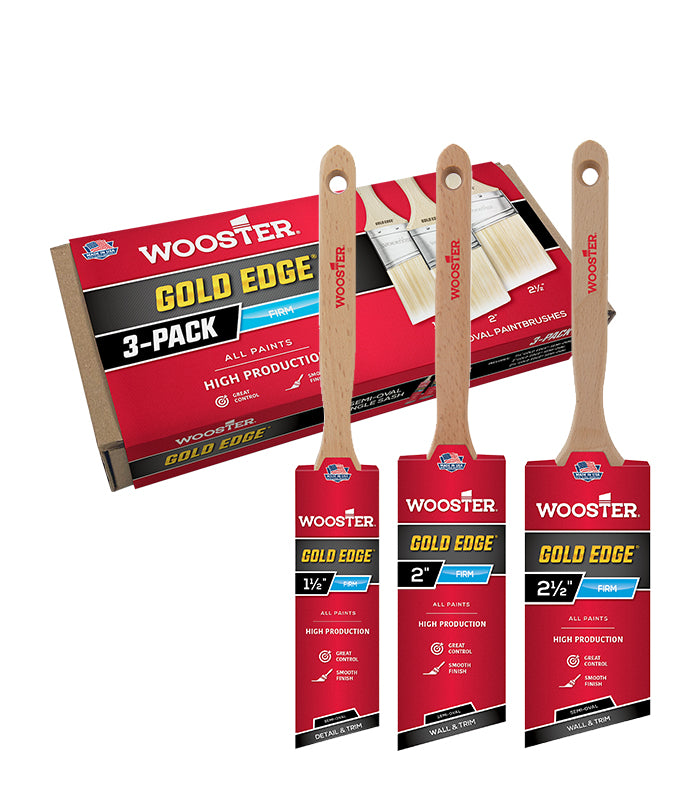Wooster Gold Edge Semi-Oval Angle Sash Paint Brush - 3 Pack
