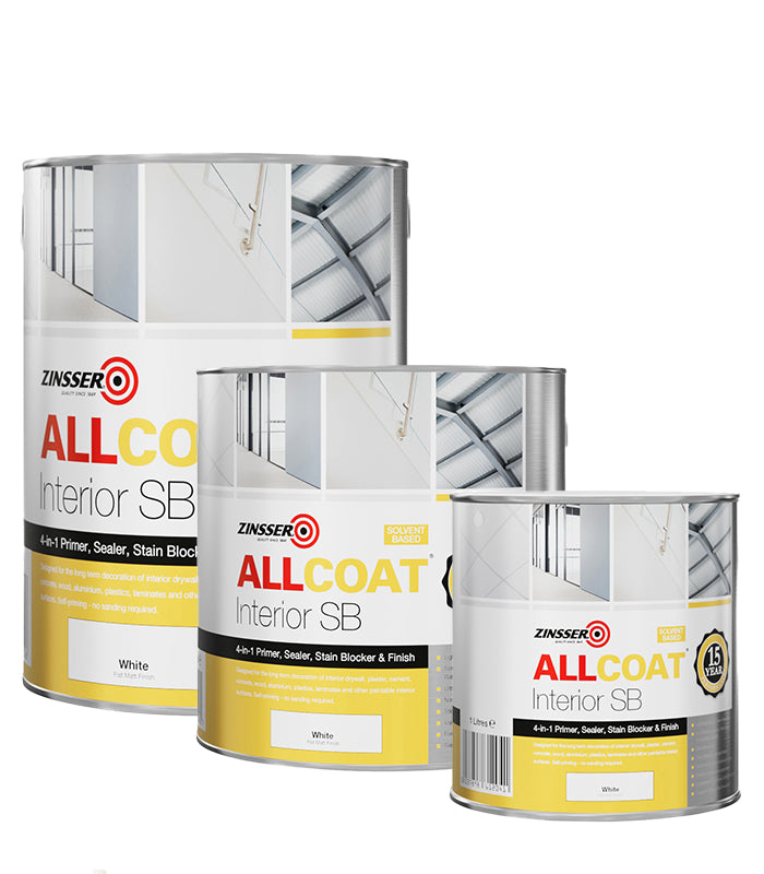 Zinsser AllCoat (Solvent Based) Stain Killer Interior Dead Flat Paint- White