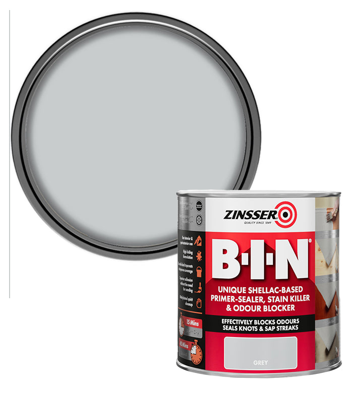 Zinsser BIN Primer Sealer - Stain Killer Paint - Grey - 1L