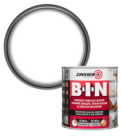 Zinsser BIN Primer Sealer - Stain Killer Paint - White - 1L