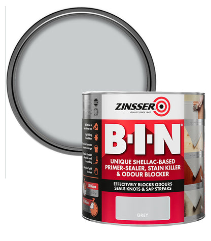 Zinsser BIN Primer Sealer - Stain Killer Paint - Grey - 2.5L