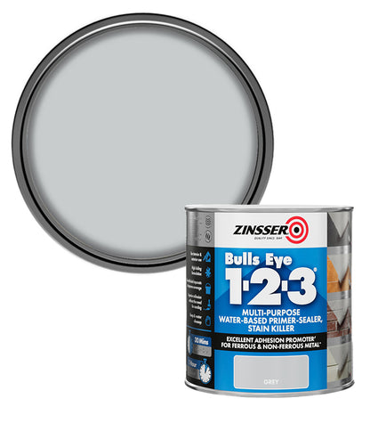 Zinsser Bulls Eye 1-2-3 - Primer-sealer - Stain Killer - 1 Litre - Grey