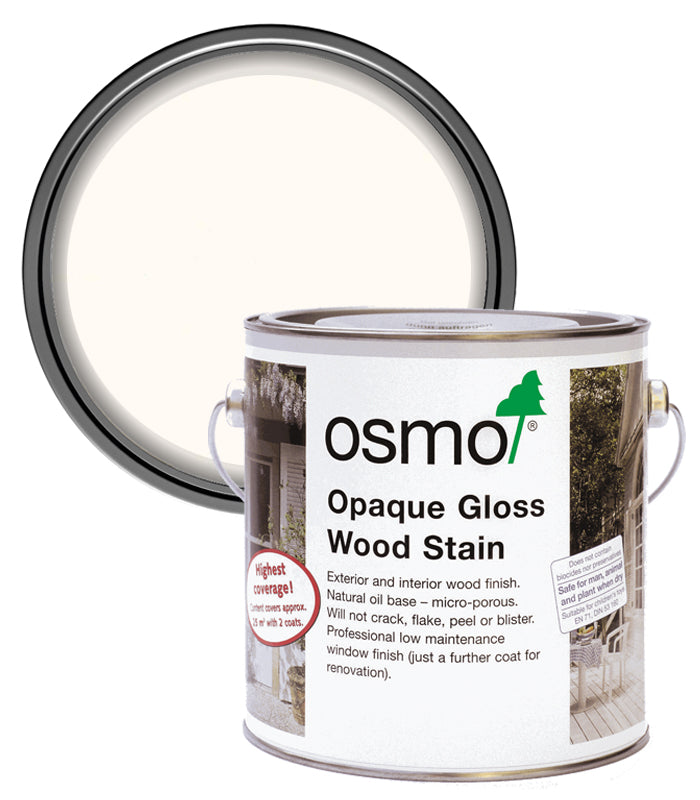 Osmo Opaque Gloss Wood Stain - White - 2.5 Litre