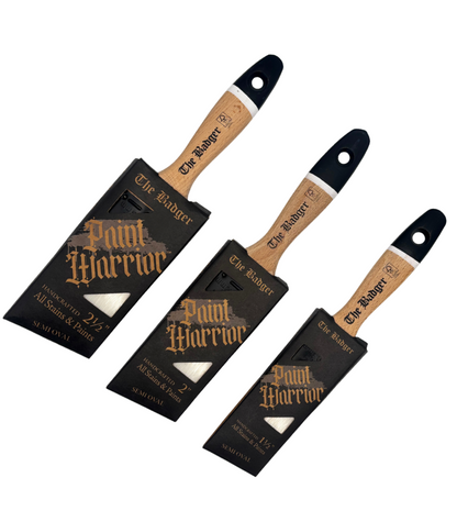 Paint Warrior Badger Oval Angle Bever Tail Paint Brush Set - Pack of 3