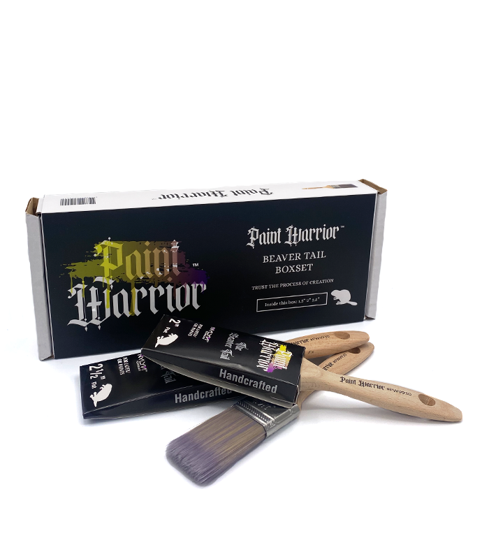 Paint Warrior Semi Oval Flat Beaver Tail Paint Brush Set - 3 Pack