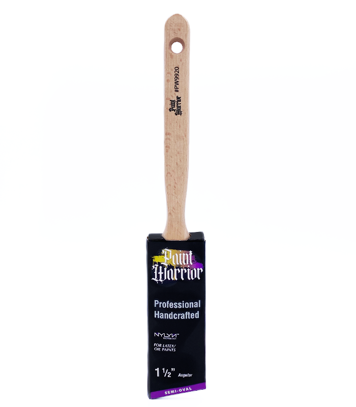 Paint Warrior Paint Brush Semi Oval Angled Long Handle - 1.5 Inch