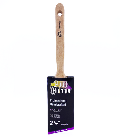 Paint Warrior Paint Brush Semi Oval Angled Long Handle - 2.5 Inch