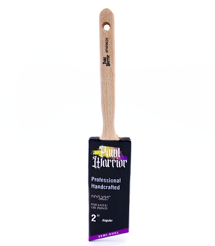 Paint Warrior Paint Brush Semi Oval Angled Long Handle - 2 Inch