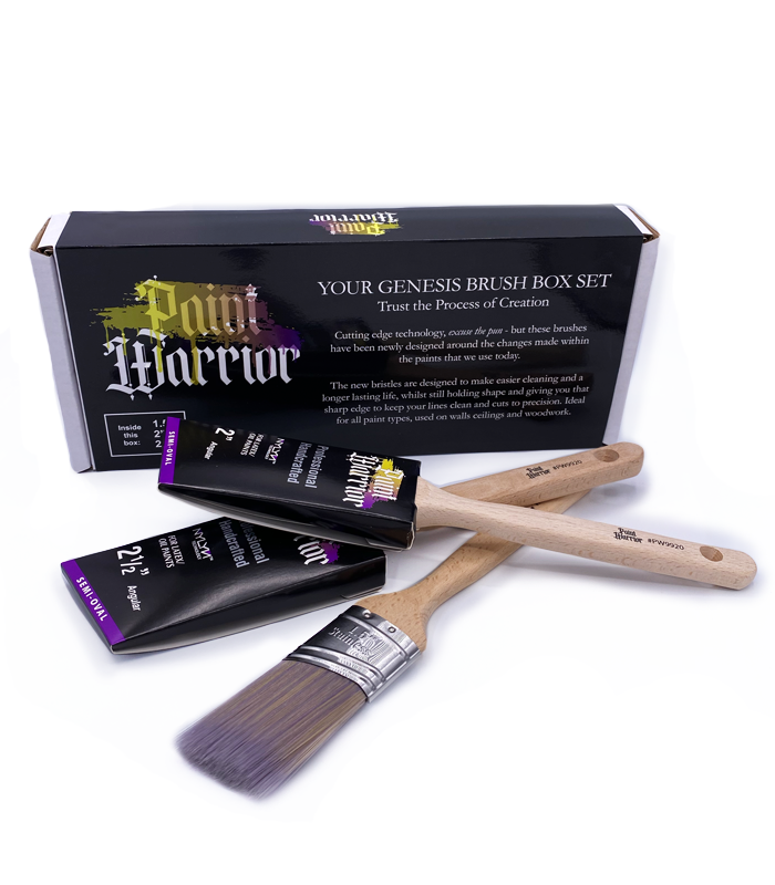 Paint Warrior Semi Oval Angled Long Handle Brush Box Set - 3 Pack