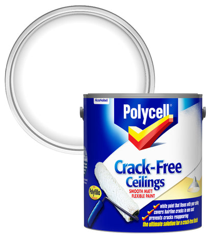 Polycell Crack Free Ceilings Flexible Paint Smooth - Matt - 2.5 Litres