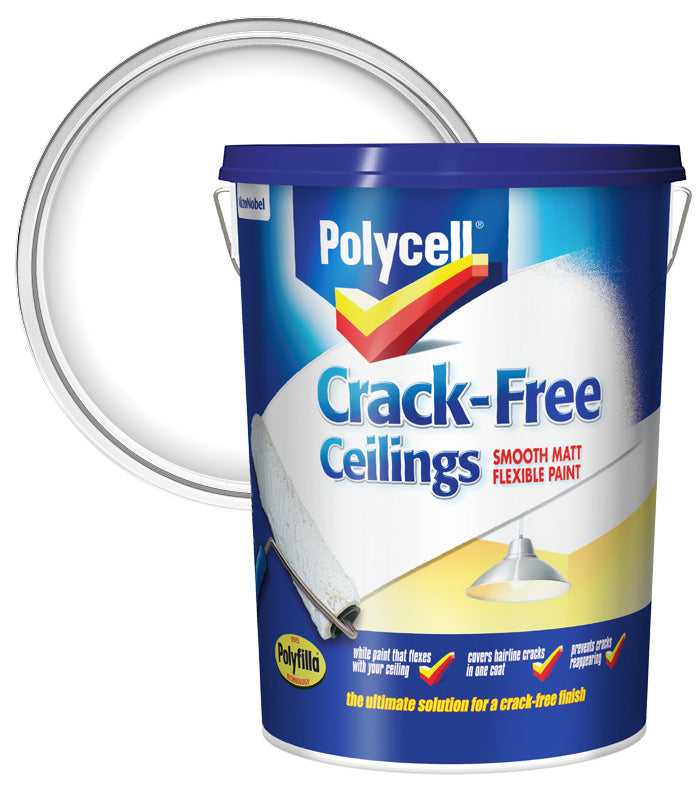 Polycell Crack Free Ceilings Flexible Paint Smooth - Matt - 5 Litres