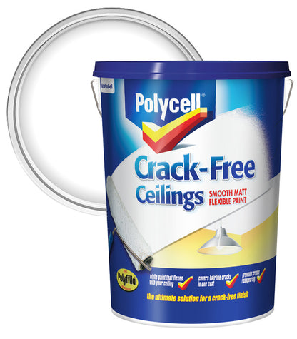 Polycell Crack Free Ceilings Flexible Paint Smooth - Matt - 5 Litres
