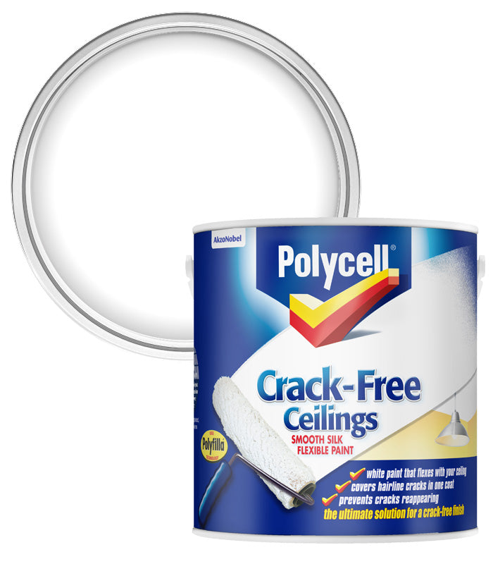 Polycell Crack Free Ceilings Flexible Paint Smooth - Silk - 2.5 Litres