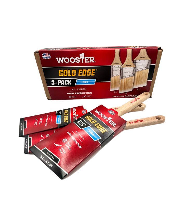 Wooster Gold Edge Semi-Oval Angle Sash Paint Brush - 3 Pack