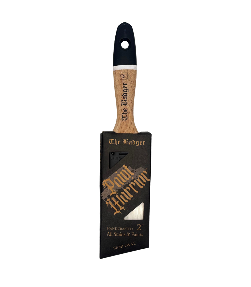 Paint Warrior Badger Oval Angle Bever Tail Paint Brush - 2 Inch