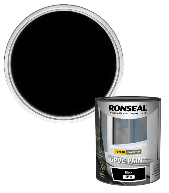 Ronseal UPVC Window and Door Paint - Black - Satin - 750ml