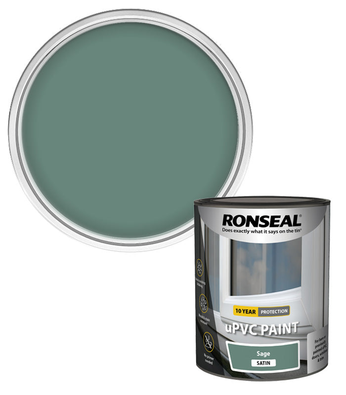Ronseal UPVC Window and Door Paint - Sage - Satin - 750ml