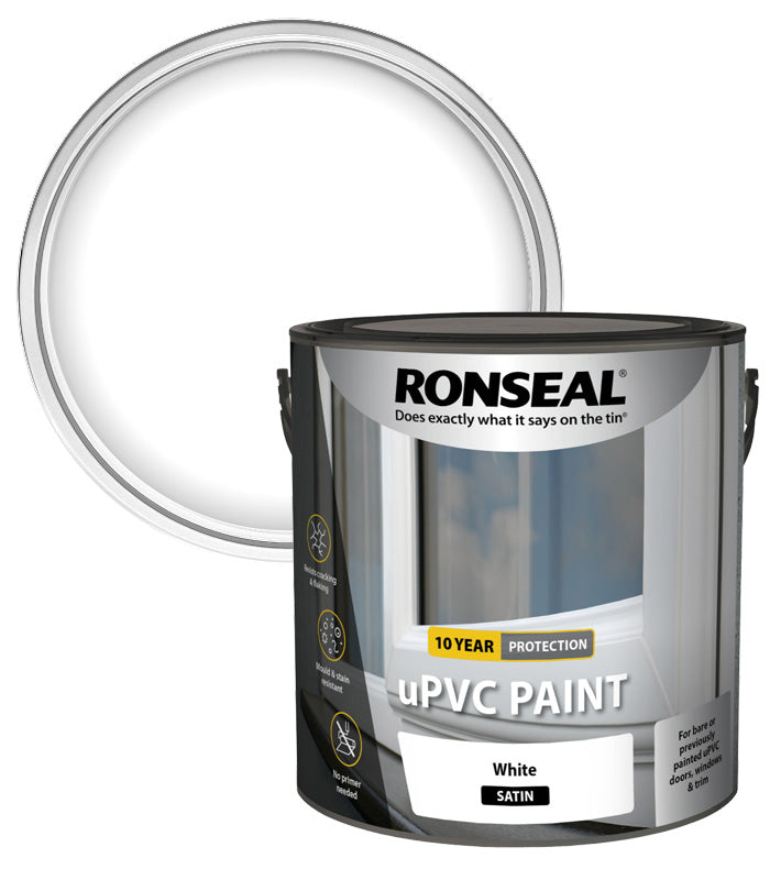 Ronseal UPVC Window and Door Paint - White - Satin - 2.5L