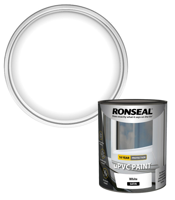 Ronseal UPVC Window and Door Paint - White - Satin - 750ml