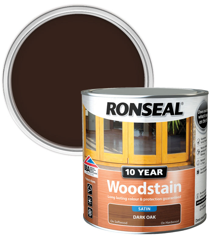Ronseal 10 Year Exterior Woodstain - Dark Oak - 2.5L