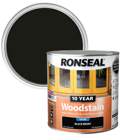 Ronseal 10 Year Exterior Woodstain - Ebony - 2.5L