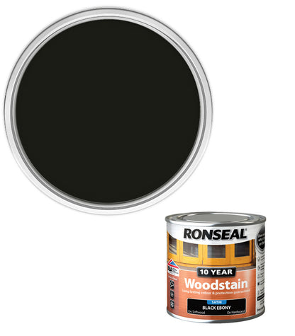 Ronseal 10 Year Exterior Woodstain - Ebony - 250ml