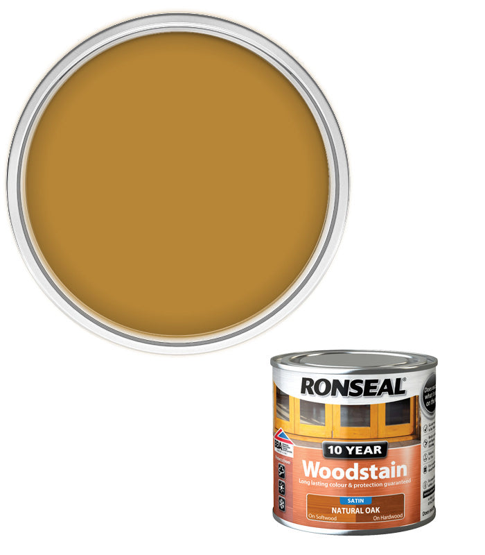 Ronseal 10 Year Exterior Woodstain - Natural Oak - 250ml
