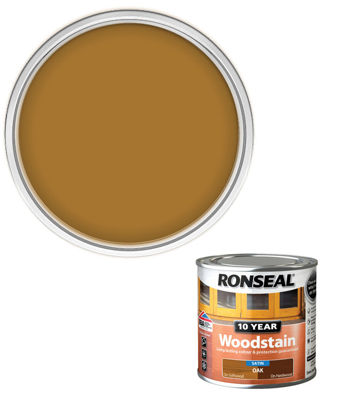 Ronseal 10 Year Exterior Woodstain - Oak - 250ml