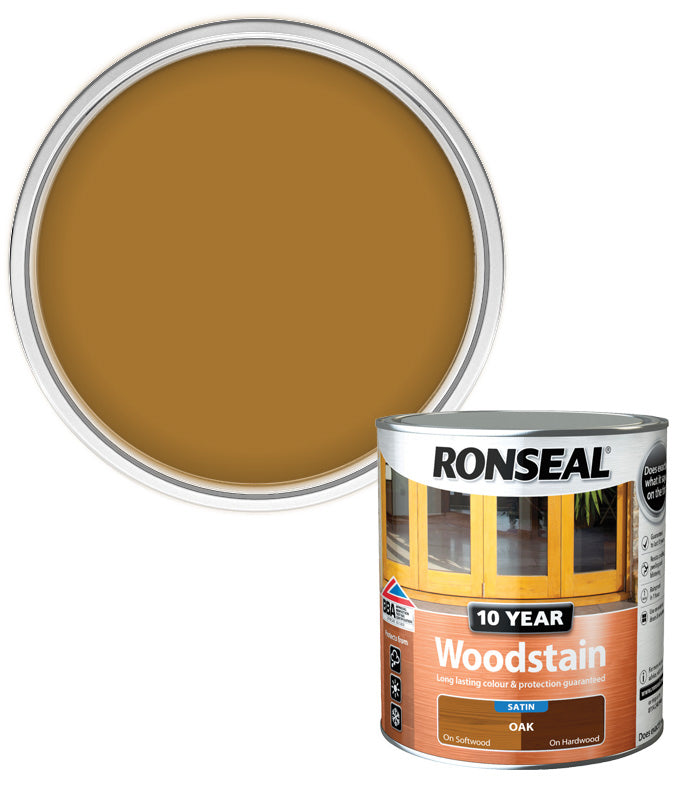 Ronseal 10 Year Exterior Woodstain - Oak - 750ml