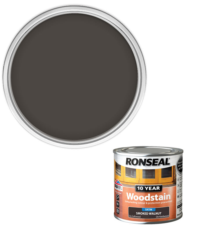 Ronseal 10 Year Exterior Woodstain - Smoked Walnut - 250ml