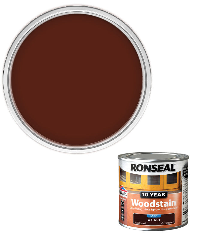 Ronseal 10 Year Exterior Woodstain - Walnut - 250ml
