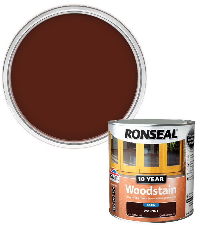 Ronseal 10 Year Exterior Woodstain - Walnut - 750ml
