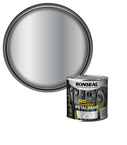 Ronseal 15 Year Direct To Metal Paint - Satin - Silver - 250ml