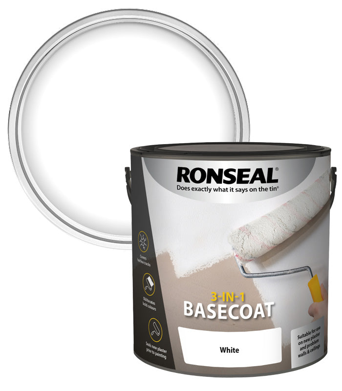 Ronseal 3 in 1 Basecoat - White - 2.5L