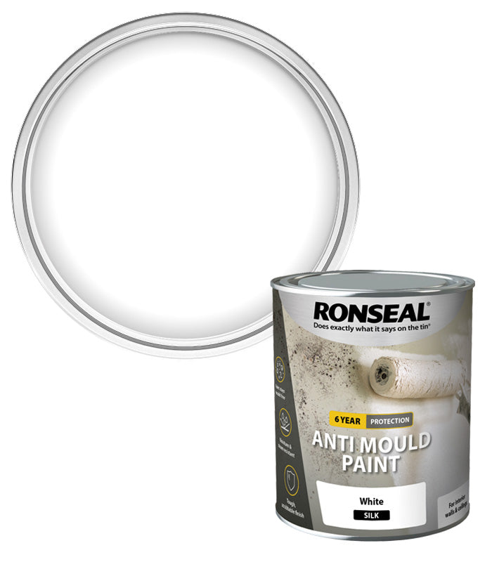 Ronseal 6 Year Anti Mould Paint - White - Silk - 750ml