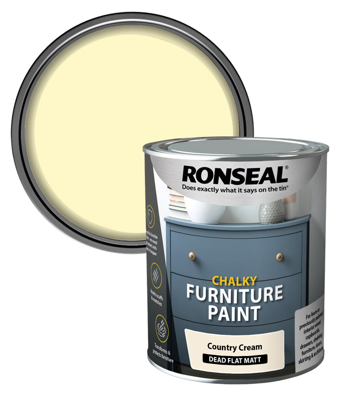 Ronseal Chalky Furniture Paint - Country Cream - 750ml