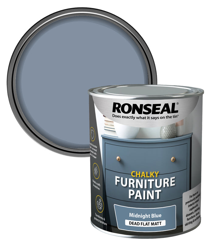 Ronseal Chalky Furniture Paint - Midnight Blue - 750ml