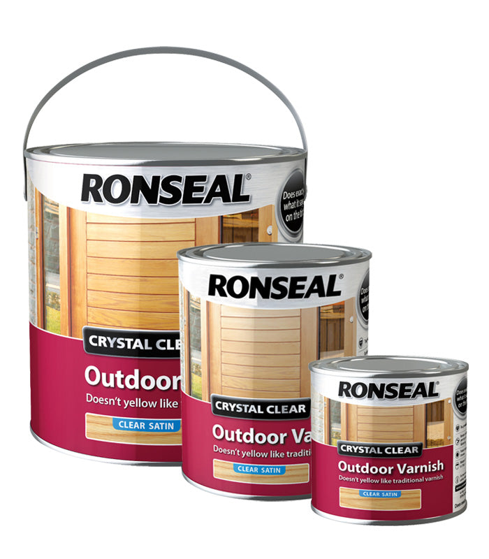 Ronseal Crystal Clear Outdoor Varnish - Matt or Satin - All Sizes