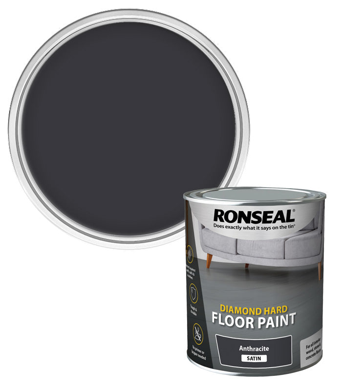 Ronseal Diamond Hard Floor Paint - Satin - Anthracite - 750ml