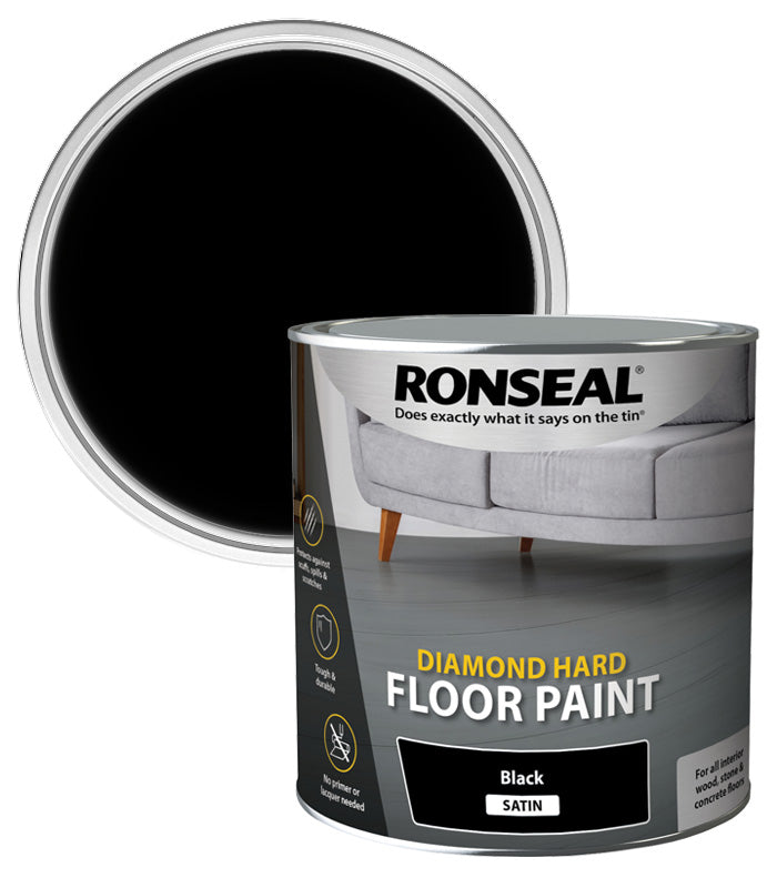 Ronseal Diamond Hard Floor Paint - Satin - Black - 2.5L