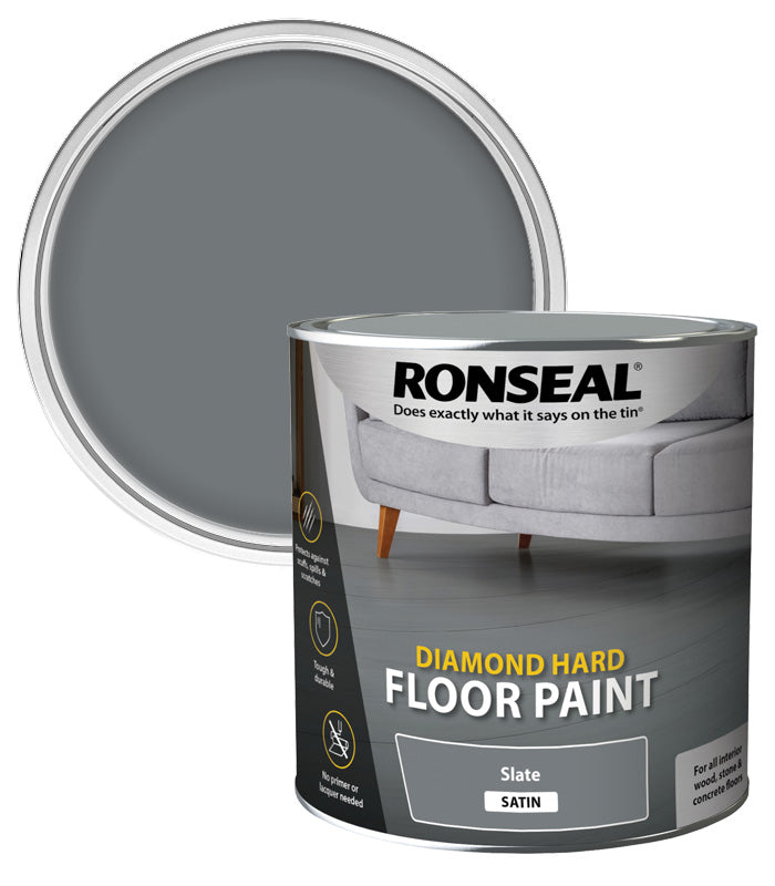 Ronseal Diamond Hard Floor Paint - Satin - Slate - 2.5L