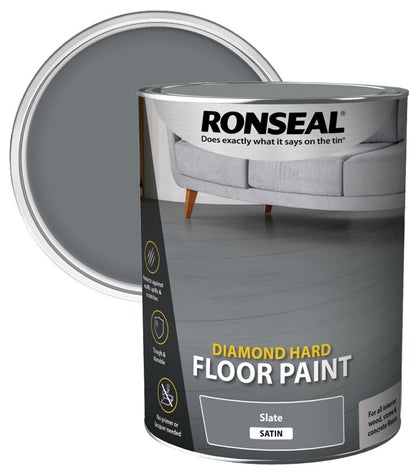 Ronseal Diamond Hard Floor Paint - Satin - Slate - 5L