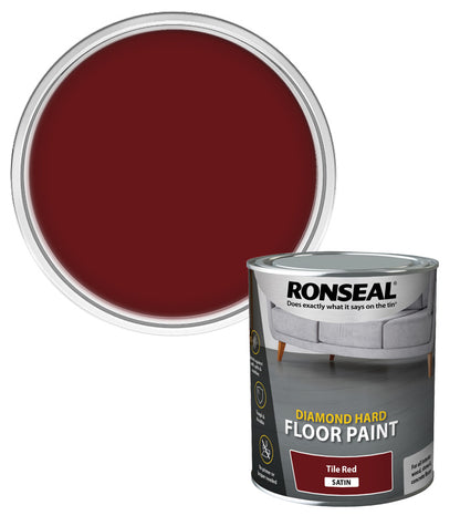 Ronseal Diamond Hard Floor Paint - Satin - Tile Red - 750ml