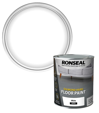Ronseal Diamond Hard Floor Paint - Satin - White - 750ml